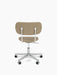 Back view of the Co Task Chair in beige upholstery with a polished aluminium base and casters, against a white background.
