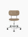 Co Task Chair without armrests, upholstered in light brown fabric, with a polished aluminium five-star base on casters.
