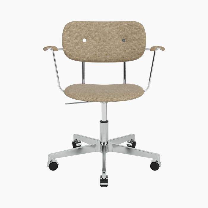 Co Task Chair, Fully Upholstered w/armrest, Aluminium base - Audo Bouclé 02