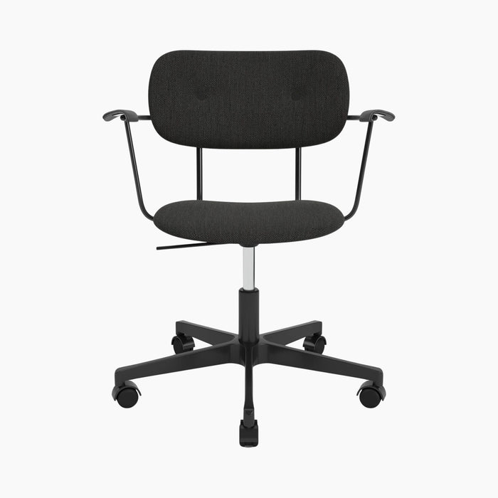 Co Task Chair, Fully Upholstered, w/armrest, Black base - Re-wool 0198