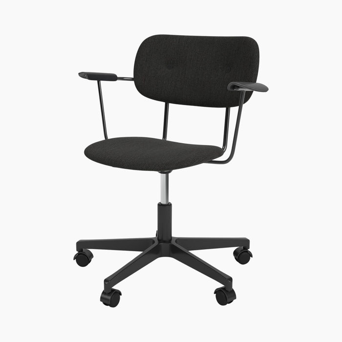 Co Task Chair, Fully Upholstered, w/armrest, Black base - Re-wool 0198