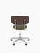 Co Task Chair with a dark stained oak backrest, an olive green upholstered seat, and a polished aluminium base with castors.