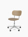 A Co Task Chair with a beige upholstered seat, natural oak backrest, and polished aluminium five-star base with wheels.