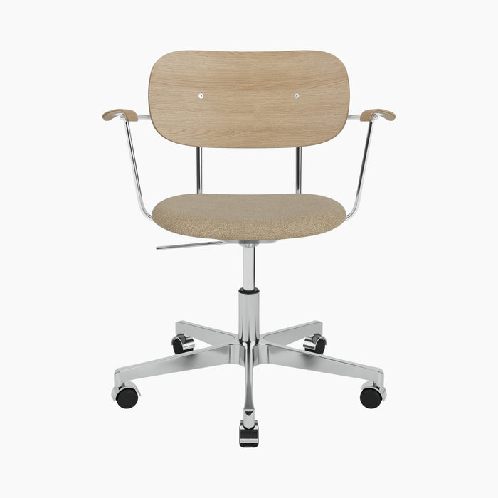 Co Task Chair, Seat Upholstered w/armrest, Aluminium base - Audo Bouclé 02