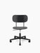 Front view of the Co Task Chair in black veneer. The office chair has no armrests and a black five-star base with castors.