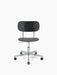 Front-facing Co Task Chair, black veneer seat and backrest, no armrests, on a polished aluminium five-star base with wheels.