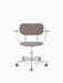 A Co Task Chair with a dark stained oak veneer seat, back, and armrests, on a polished aluminium five-star base with castors.