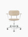Front view of Co Task Chair, Veneer, in natural oak with a polished aluminium frame and five-star swivel base with castors.