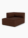 An angled view of the Eave Modular Sofa, 96, Chaise Longue, a left corner module upholstered in a textured brown fabric.