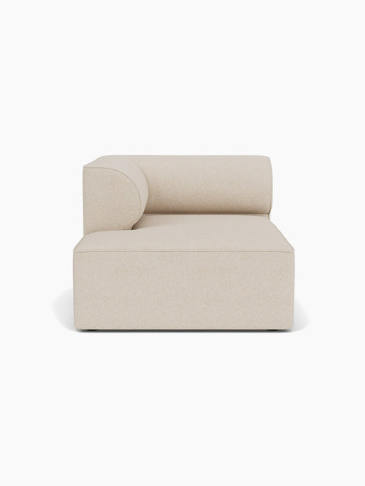 Front view of the Eave Modular Sofa, 96, Chaise Longue. The single, left-hand module is upholstered in a light beige fabric.