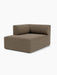 An angled studio shot of the Eave Modular Sofa, 96, Chaise Longue in textured brown Safire 001 fabric on a white background.