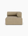 Front view of the Eave Modular Sofa, 96, Chaise Longue in beige bouclé fabric, the right-hand module on a white background.