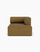 The Eave Modular Sofa, 96, Chaise Longue with a right-side armrest, shown in a brown bouclé fabric from a direct front angle.