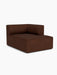 An angled view of the Eave Modular Sofa, 96, Chaise Longue module in a dark brown bouclé fabric, on a white background.