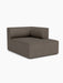 A right-hand Eave Modular Sofa, 96, Chaise Longue upholstered in dark brown Bouclé, viewed from an angle on white background.
