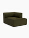 Angled view of the Eave Modular Sofa, 96, Chaise Longue in a dark green Champion 35 fabric, isolated on a white background.