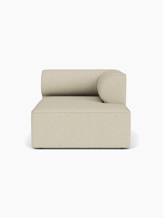 Front view of the Eave Modular Sofa, 96, Chaise Longue in a light beige, textured fabric, against a plain white background.