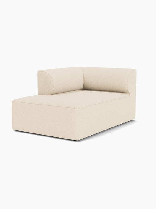 A studio image of the Eave Modular Sofa, 96, Chaise Longue, shown as a left corner piece in a textured, light cream fabric.