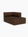 Eave Modular Sofa, 96, Chaise Longue module upholstered in a dark brown textured bouclé fabric, viewed from an angle.