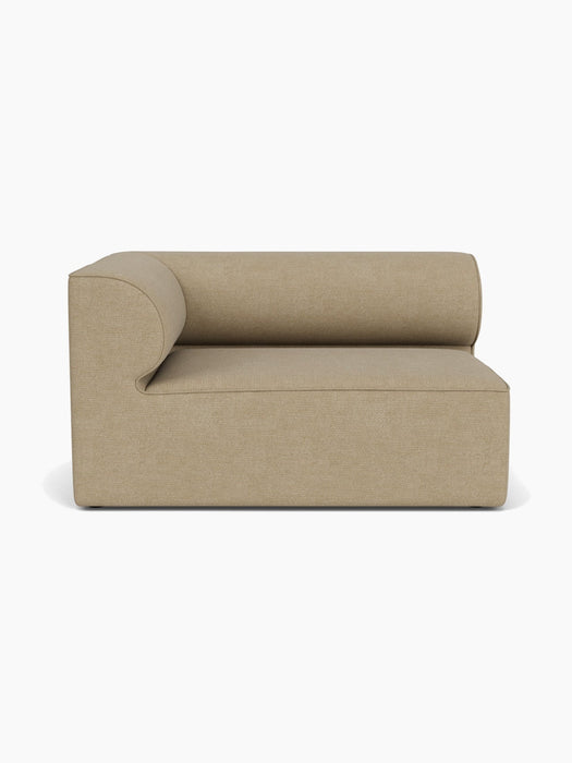 Front view of the Eave Modular Sofa, 96, Corner 144 module in a light brown Audo Bouclé 02 fabric on a white background.
