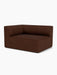 An Eave Modular Sofa, 96, Corner 144 module, upholstered in a dark brown textured fabric, angled on a white background.