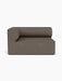 Front view of the Eave Modular Sofa, 96, Corner 144 left module in a textured dark brown fabric against a white background.