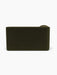 A back view of the Eave Modular Sofa, 96, Corner 144. The minimalist sofa is upholstered in a dark olive green fabric.