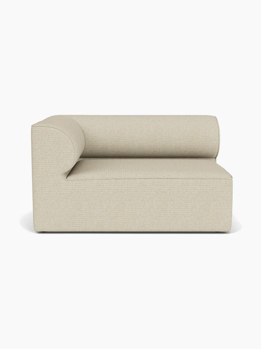 Front view of the Eave Modular Sofa, 96, Corner 144 left module in a light beige textured fabric against a white background.