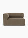 A front view of the Eave Modular Sofa, 96, Corner 144 Left module, upholstered in a textured brown Safire 001 fabric.