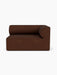 A front view of the Eave Modular Sofa's right-hand corner module, upholstered in a richly textured dark brown bouclé fabric.