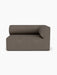 Front view of the Eave Modular Sofa, 96, Corner 144 right module in a textured, dark brown fabric against a white background.