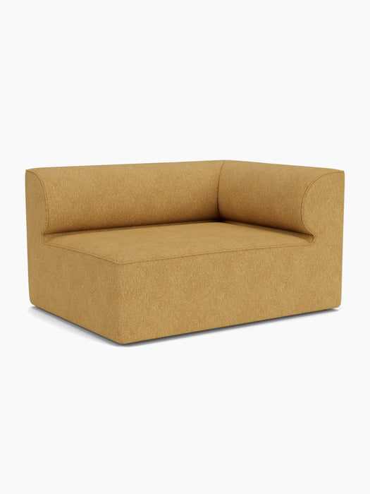 Eave Modular Sofa, 96, Corner 144 right module in a mustard yellow textured fabric, shown at an angle on a white background.