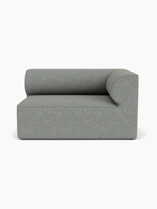 Front view of the Eave Modular Sofa, 96, Corner 144, right module, upholstered in grey Safire 12 fabric.