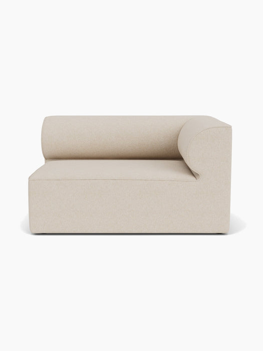 Front view of the Eave Modular Sofa, 96, Corner 144. The right-hand corner piece is upholstered in a light, neutral fabric.