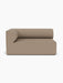 A front view of the Eave Modular Sofa, 96, Corner 144. It is the left corner piece in a light brown Logan Flint fabric.
