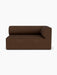 Front view of the Eave Modular Sofa, 96, Corner 144 right-hand piece, upholstered in a dark brown Audo Bouclé fabric.