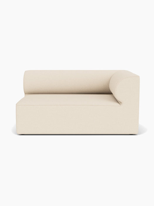Front view of the Eave Modular Sofa, 96, Corner 144 module in a light cream Logan Jasmine fabric on a white background.