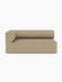 A front view of the Eave Modular Sofa, 96, Corner 192, the left corner piece, upholstered in a beige bouclé fabric.