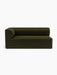 Front view of the Eave Modular Sofa, 96, Corner 192 Left, upholstered in dark green Champion 35 fabric on a white background.