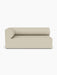 Front view of the Eave Modular Sofa, 96, Corner 192, upholstered in a light beige fabric with a curved corner backrest.
