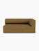 Front view of the Eave Modular Sofa, 96, Corner 192 right-corner module upholstered in textured golden-brown bouclé fabric.