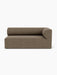 Front view of the Eave Modular Sofa, 96, Corner 192, right module. The sofa is upholstered in a brown textured Safire fabric.