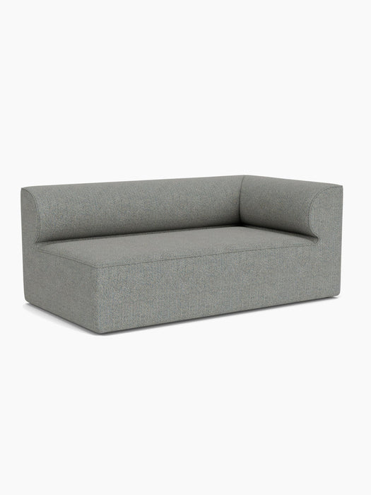 Angled view of the Eave Modular Sofa, 96, Corner 192, a right-corner module upholstered in grey Safire 12 textured fabric.