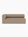 Front-on view of the Eave Modular Sofa, 96, Corner 192 in light brown Logan Flint fabric, shown on a white background.