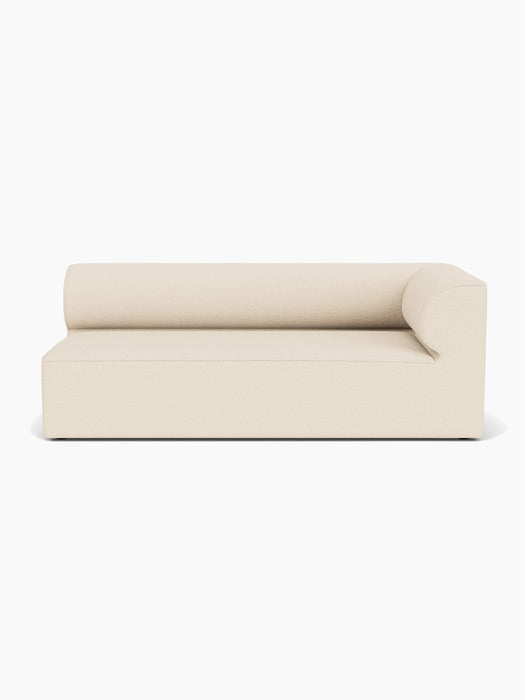 A front view of the Eave Modular Sofa, 96, Corner 192 module in light beige Logan Jasmine fabric against a white background.