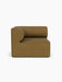 Front view of the Eave Modular Sofa, 96, Corner Left piece, upholstered in a textured, brownish-gold Audo Bouclé 06 fabric.