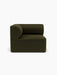 Eave Modular Sofa, 96, Corner Left in dark olive green Champion 035 fabric, viewed from the front against a white background.