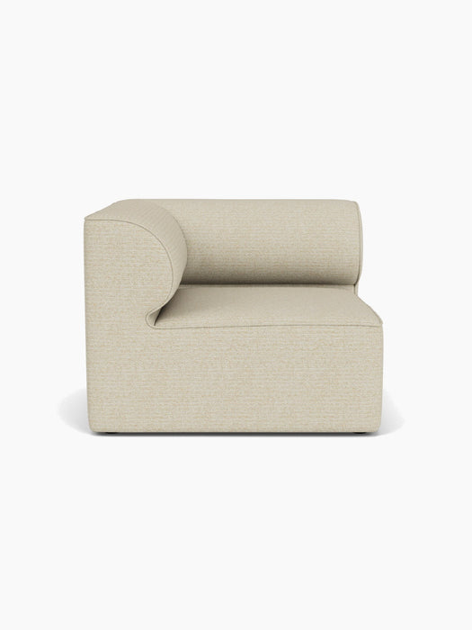 A front view of the Eave Modular Sofa, 96, Corner module in a light beige fabric, showing its curved internal armrest.