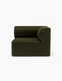 A front-facing view of the Eave Modular Sofa's right corner module, 96 cm deep, in a dark green textured Champion 035 fabric.