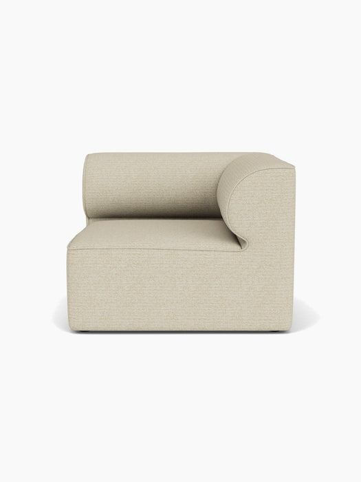 Front view of the Eave Modular Sofa, 96, Corner module, shown as a right-hand piece in a textured, light beige fabric.